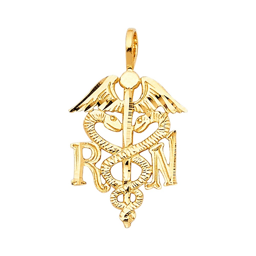 14K Yellow Gold  Symbol of Medical SERVICE Pendant